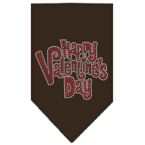 Happy Valentines Day Rhinestone Bandana Brown Small