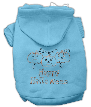 Happy Halloween Rhinestone Hoodies Baby Blue S