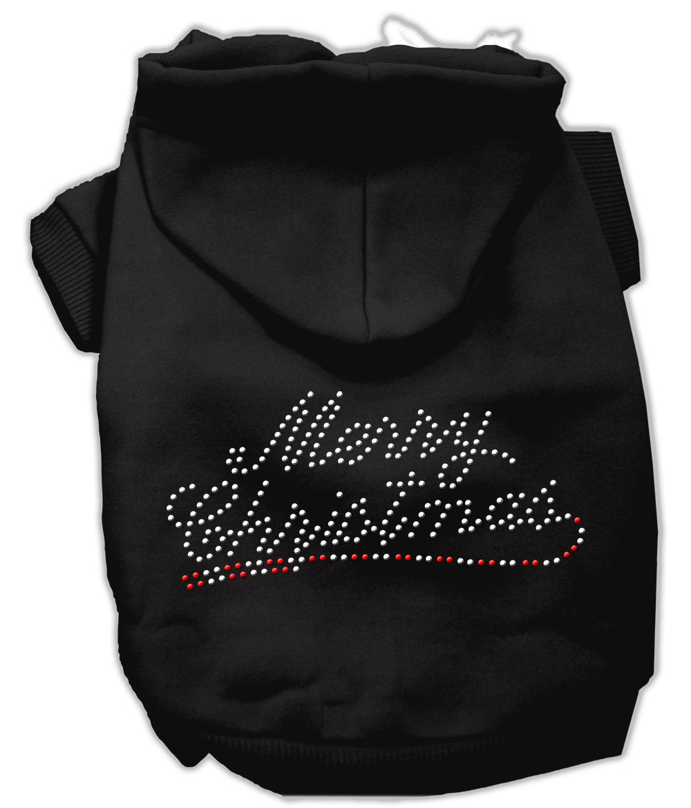 Merry Christmas Rhinestone Hoodies Black XL