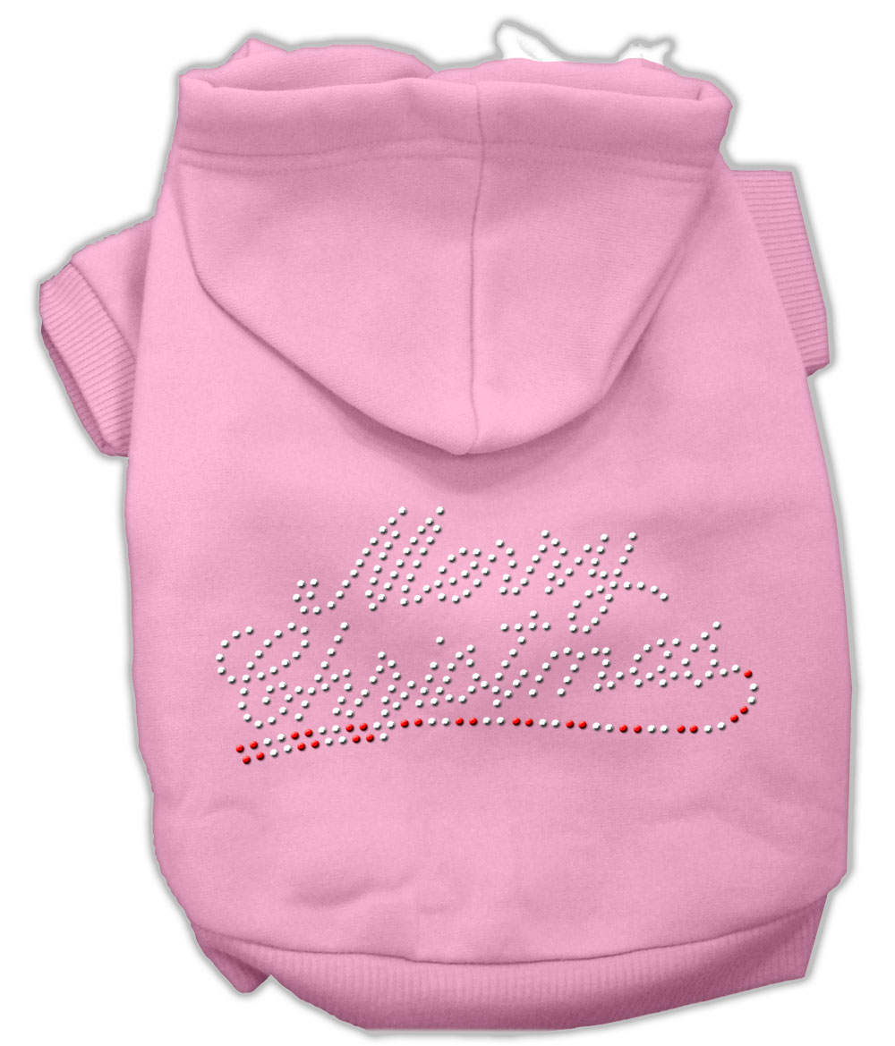 Merry Christmas Rhinestone Hoodies Pink XL