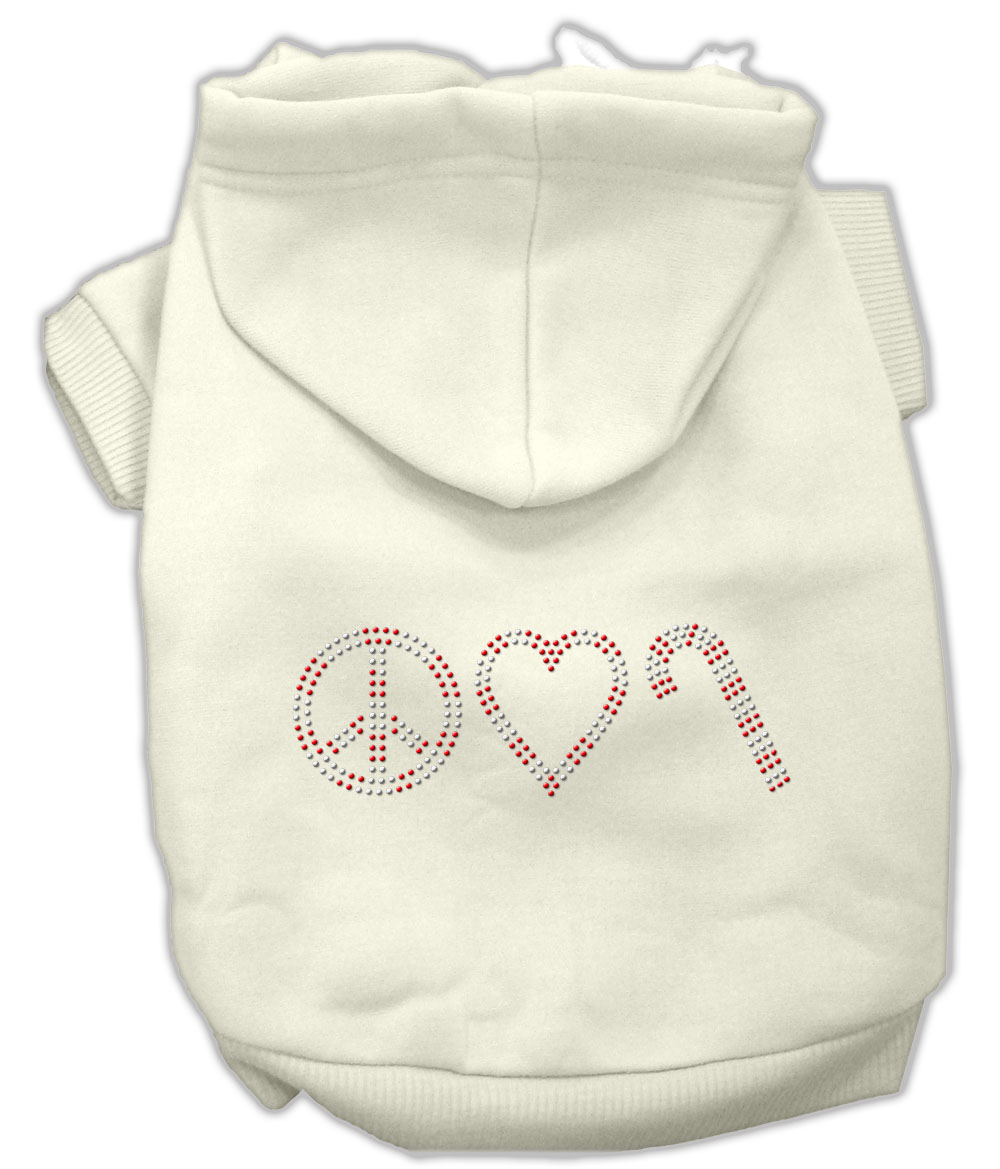 Peace, Love and Candy Canes Hoodies Cream S