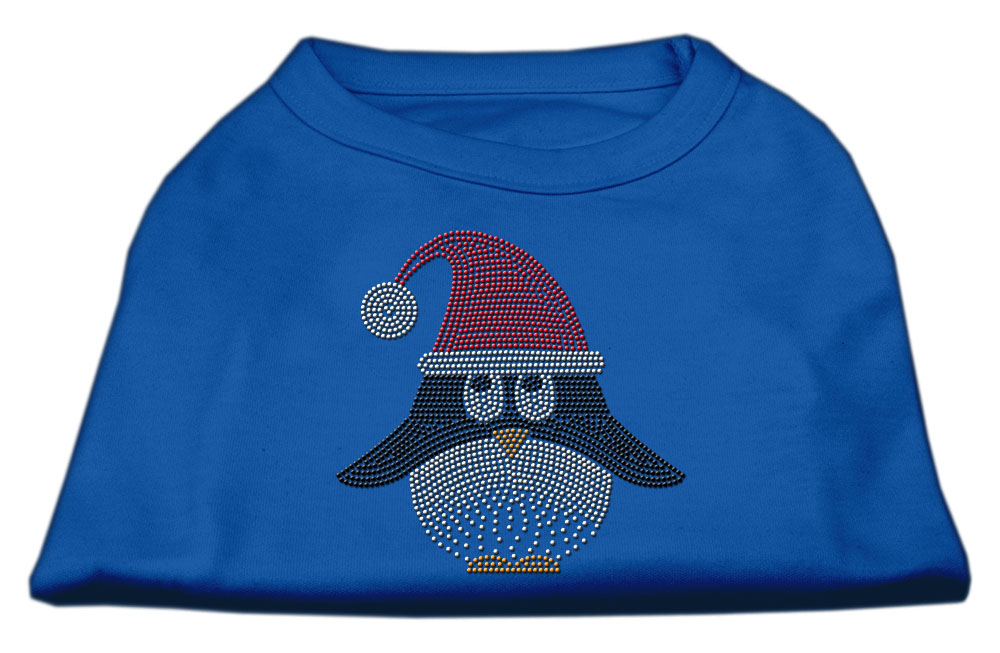 Santa Penguin Rhinestone Dog Shirt Blue XL