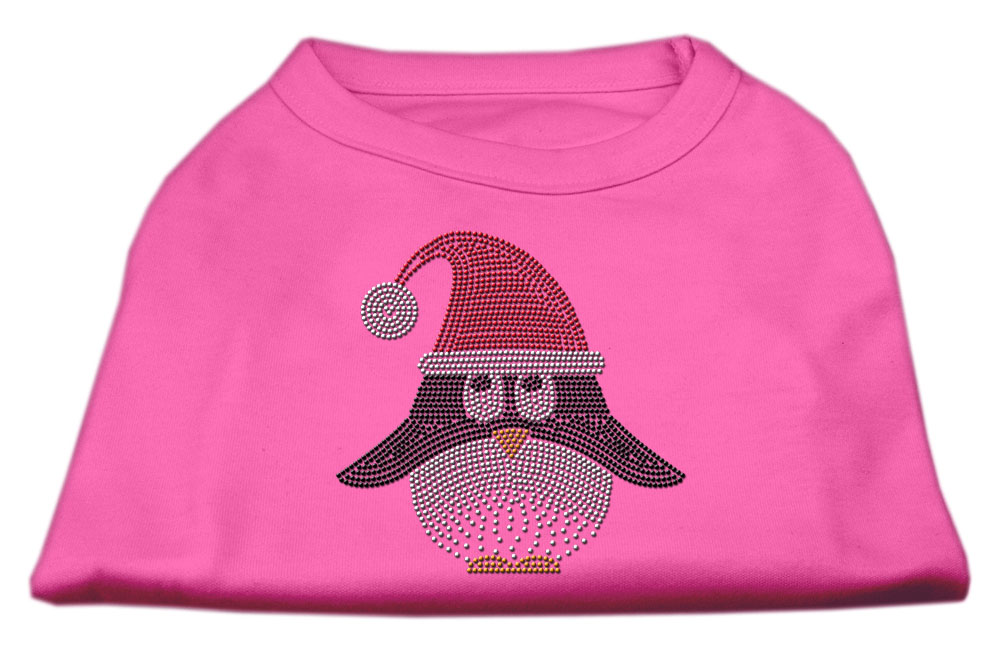 Santa Penguin Rhinestone Dog Shirt Bright Pink Lg