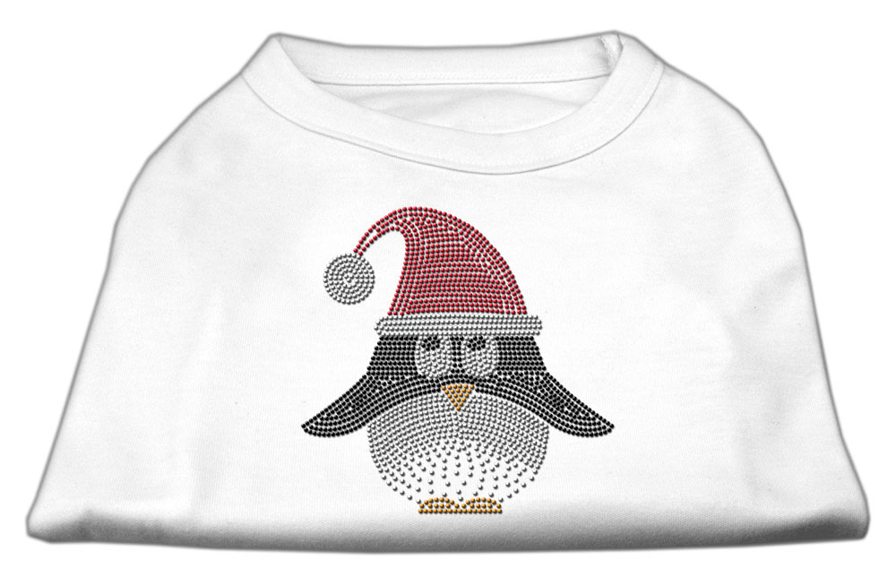 Santa Penguin Rhinestone Dog Shirt White XXL