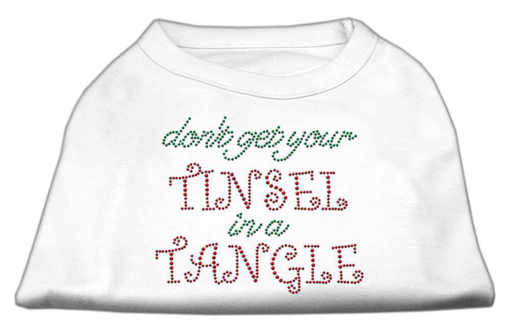 Tinsel in a Tangle Rhinestone Dog Shirt White XS