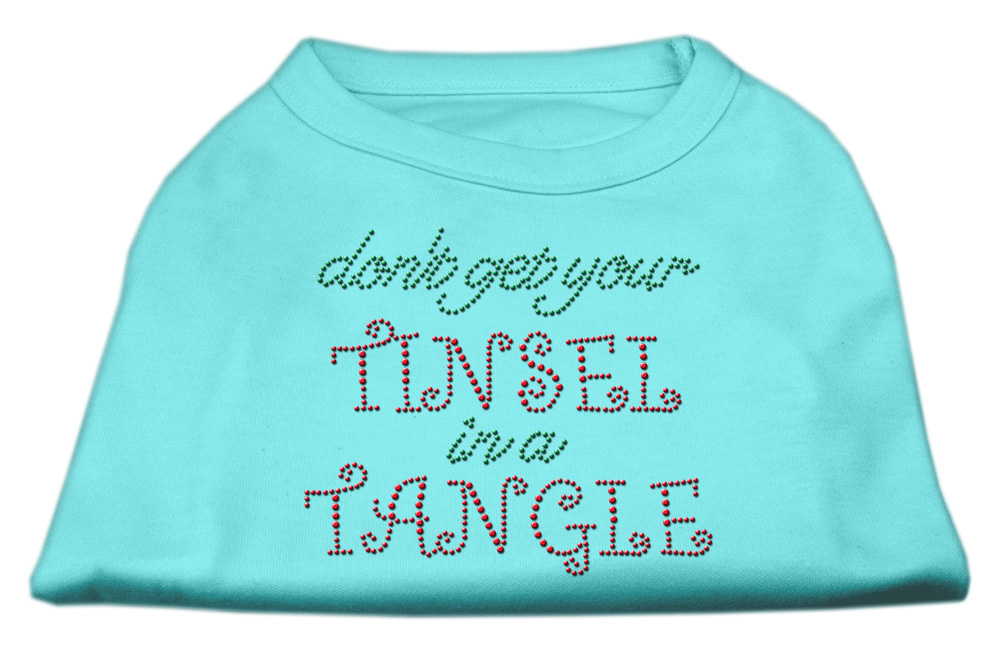 Tinsel in a Tangle Rhinestone Dog Shirt Aqua XXXL
