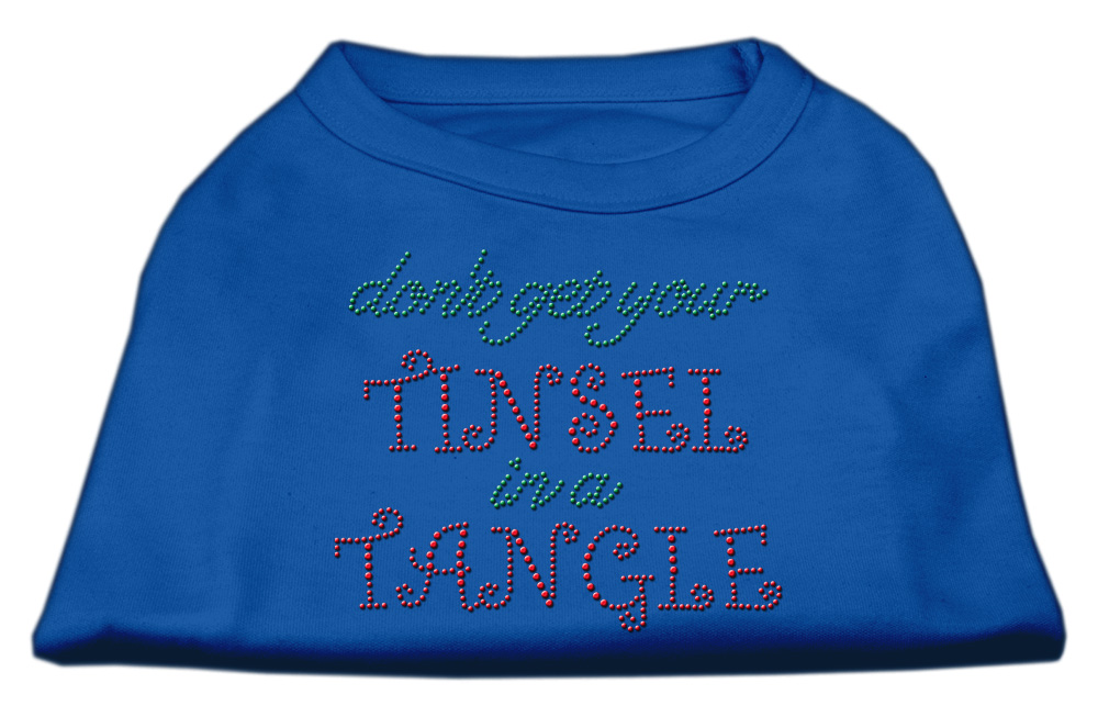 Tinsel in a Tangle Rhinestone Dog Shirt Blue XXXL