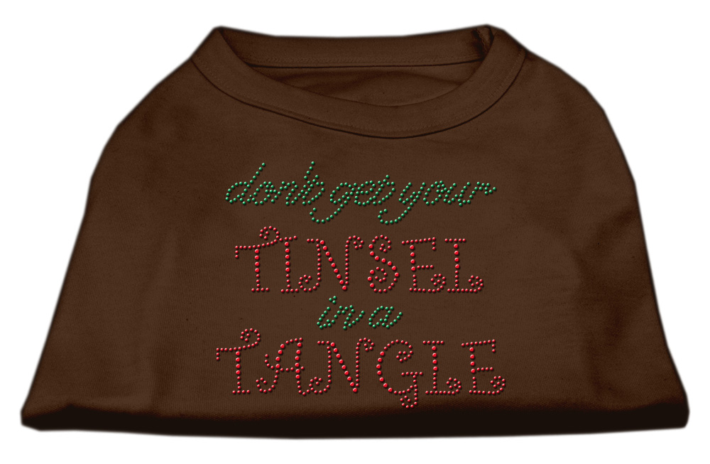 Tinsel in a Tangle Rhinestone Dog Shirt Brown XXL