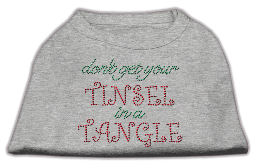 Tinsel in a Tangle Rhinestone Dog Shirt Grey XS