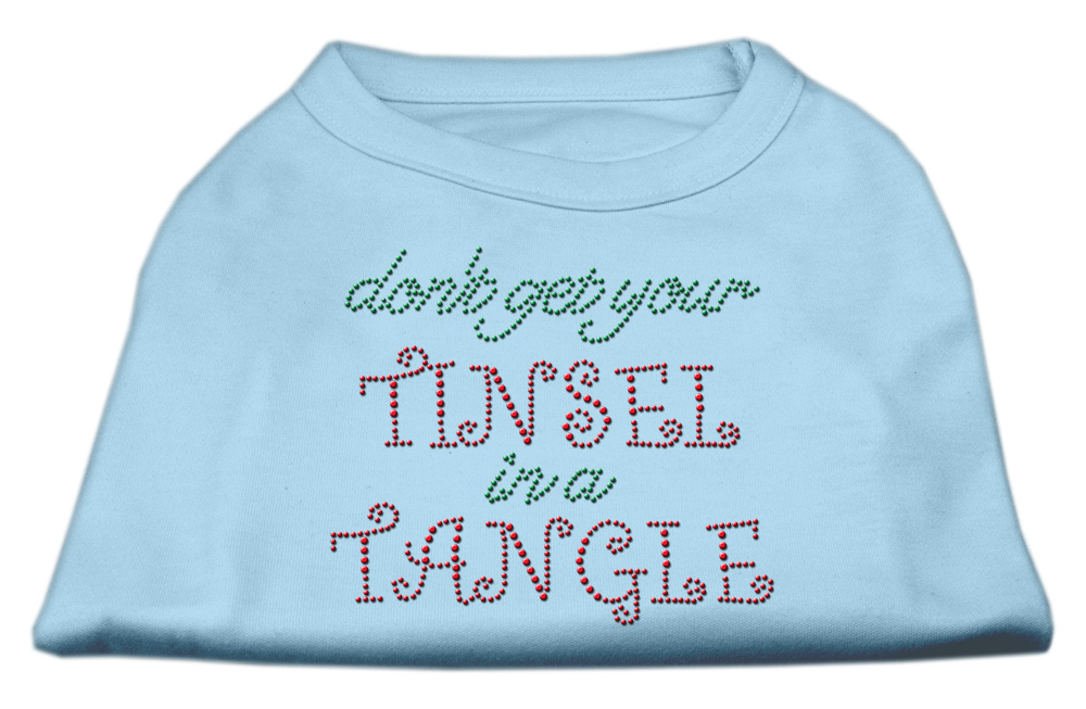 Tinsel in a Tangle Rhinestone Dog Shirt Baby Blue XXXL
