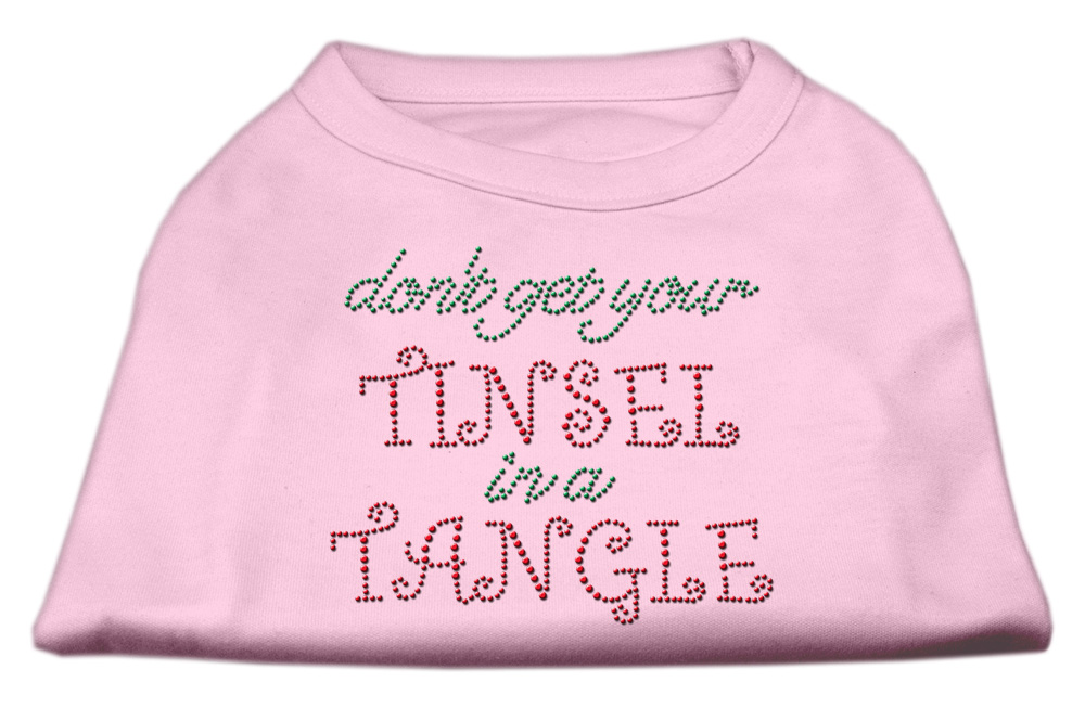 Tinsel in a Tangle Rhinestone Dog Shirt Light Pink XXXL