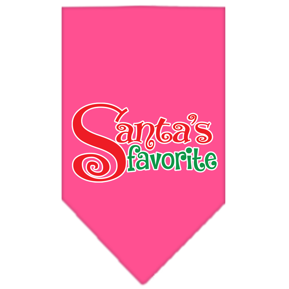 Santas Favorite Screen Print Pet Bandana Bright Pink Size Small