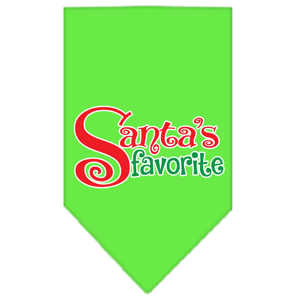 Santas Favorite Screen Print Pet Bandana Lime Green Size Large
