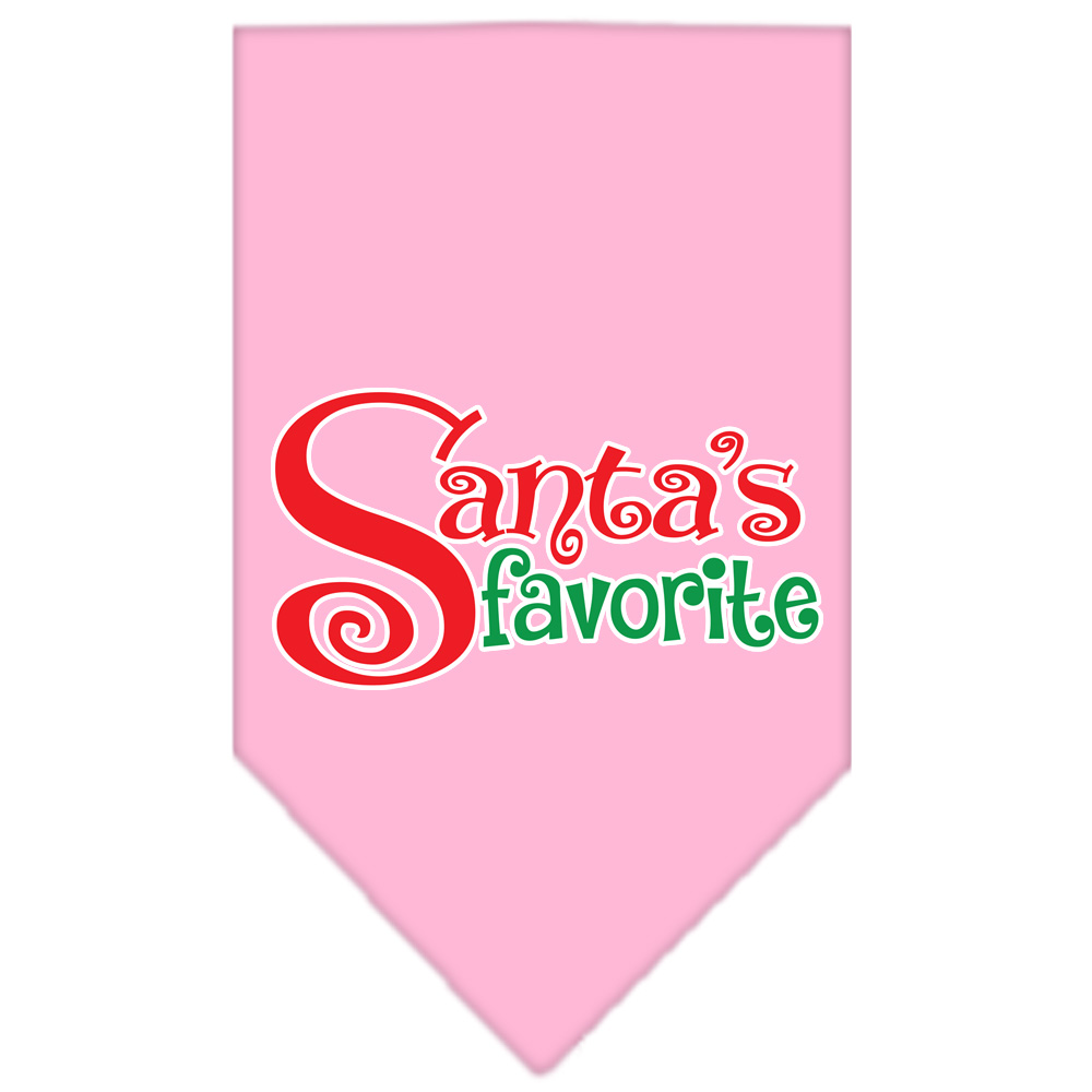 Santas Favorite Screen Print Pet Bandana Light Pink Size Large