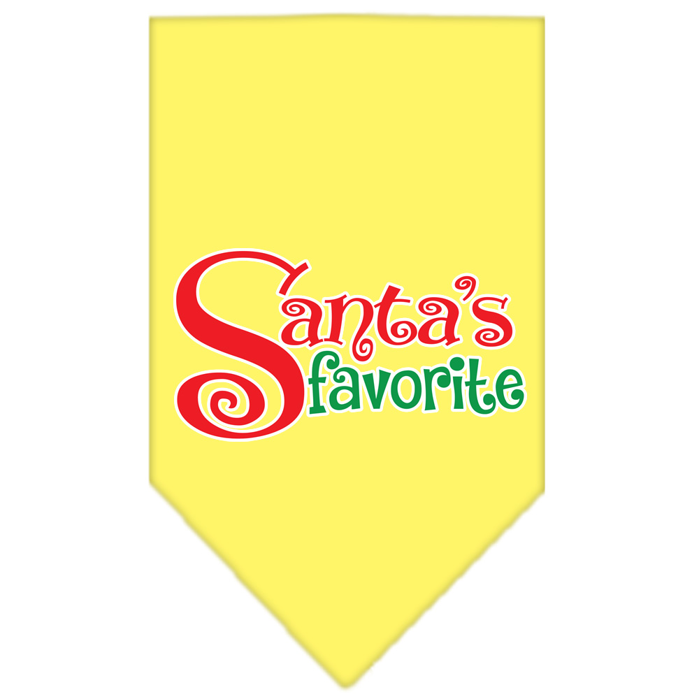 Santas Favorite Screen Print Pet Bandana Yellow Size Large