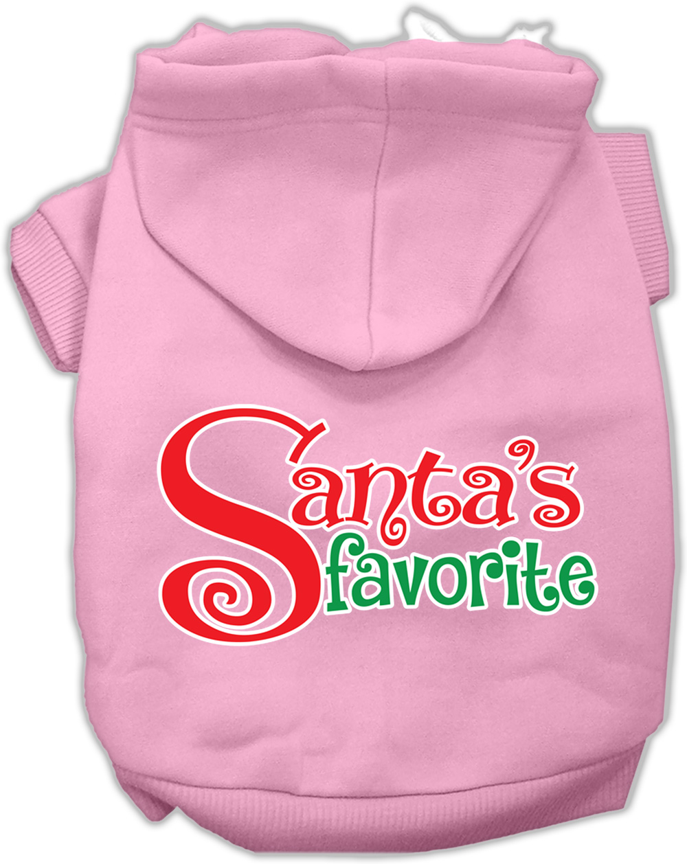 Santa's Favorite Screen Print Pet Hoodie Light Pink XL