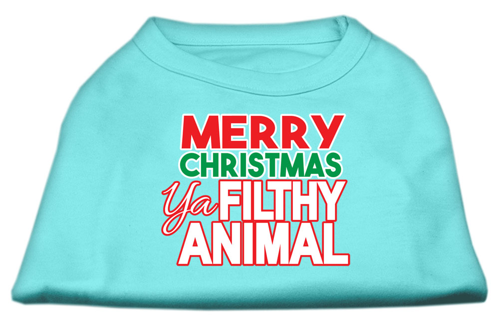 Ya Filthy Animal Screen Print Pet Shirt Aqua Lg
