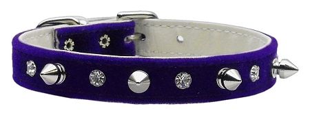 Velvet Crystal and Spike Collars Purple 10