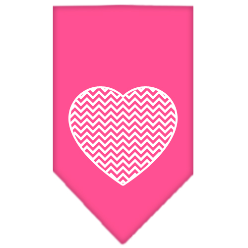 Chevron Heart Screen Print Bandana Bright Pink Small