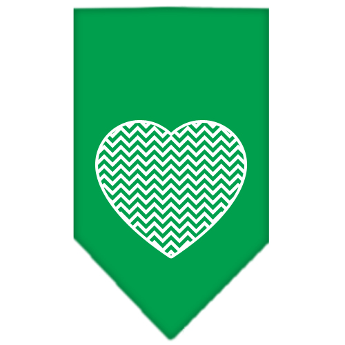 Chevron Heart Screen Print Bandana Emerald Green Small