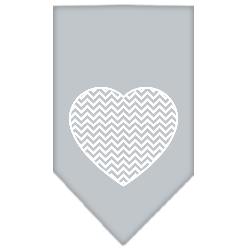 Chevron Heart Screen Print Bandana Grey Large