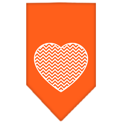Chevron Heart Screen Print Bandana Orange Small