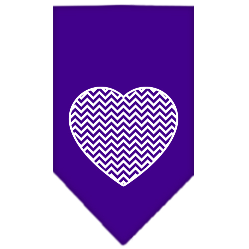 Chevron Heart Screen Print Bandana Purple Large