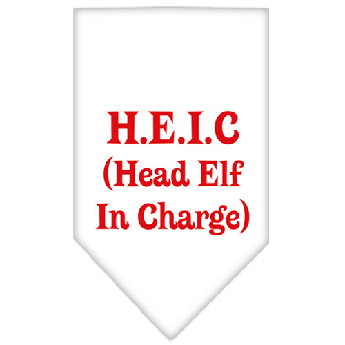 Head Elf In Charge Screen Print Bandana White Small