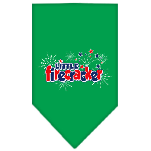 Little Firecracker Screen Print Bandana Emerald Green Large