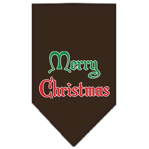 Merry Christmas Screen Print Bandana Cocoa Small