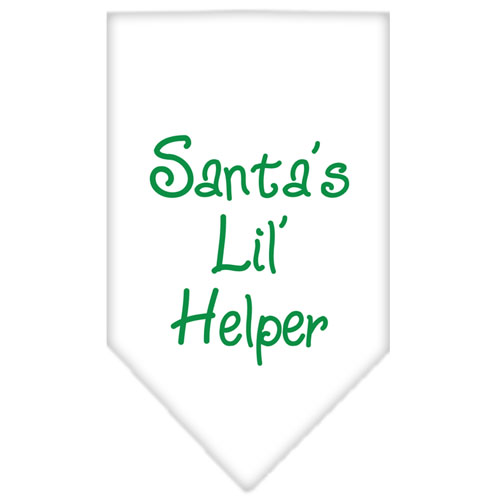 Santa Lil Helper Screen Print Bandana White Small