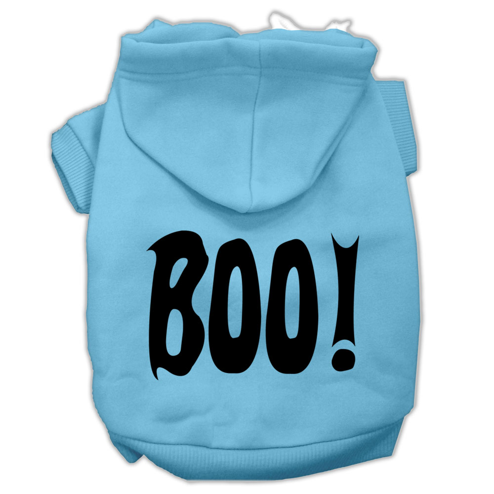 BOO! Screen Print Pet Hoodies Baby Blue Size Med