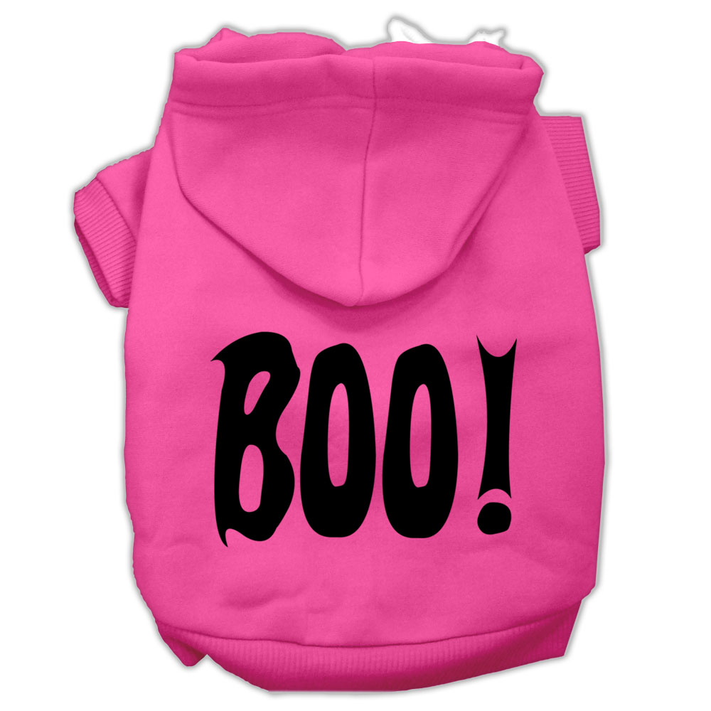 BOO! Screen Print Pet Hoodies Bright Pink Size Sm