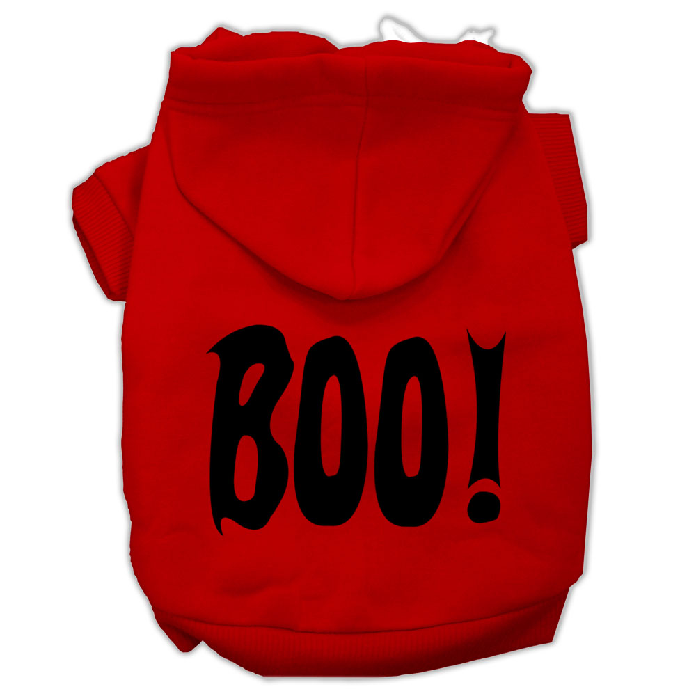 BOO! Screen Print Pet Hoodies Red Size Lg