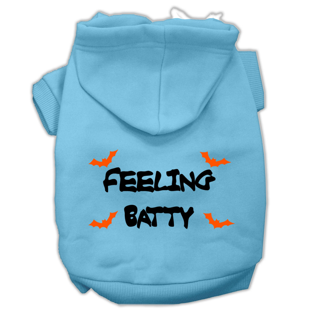 Feeling Batty Screen Print Pet Hoodies Baby Blue Size Lg