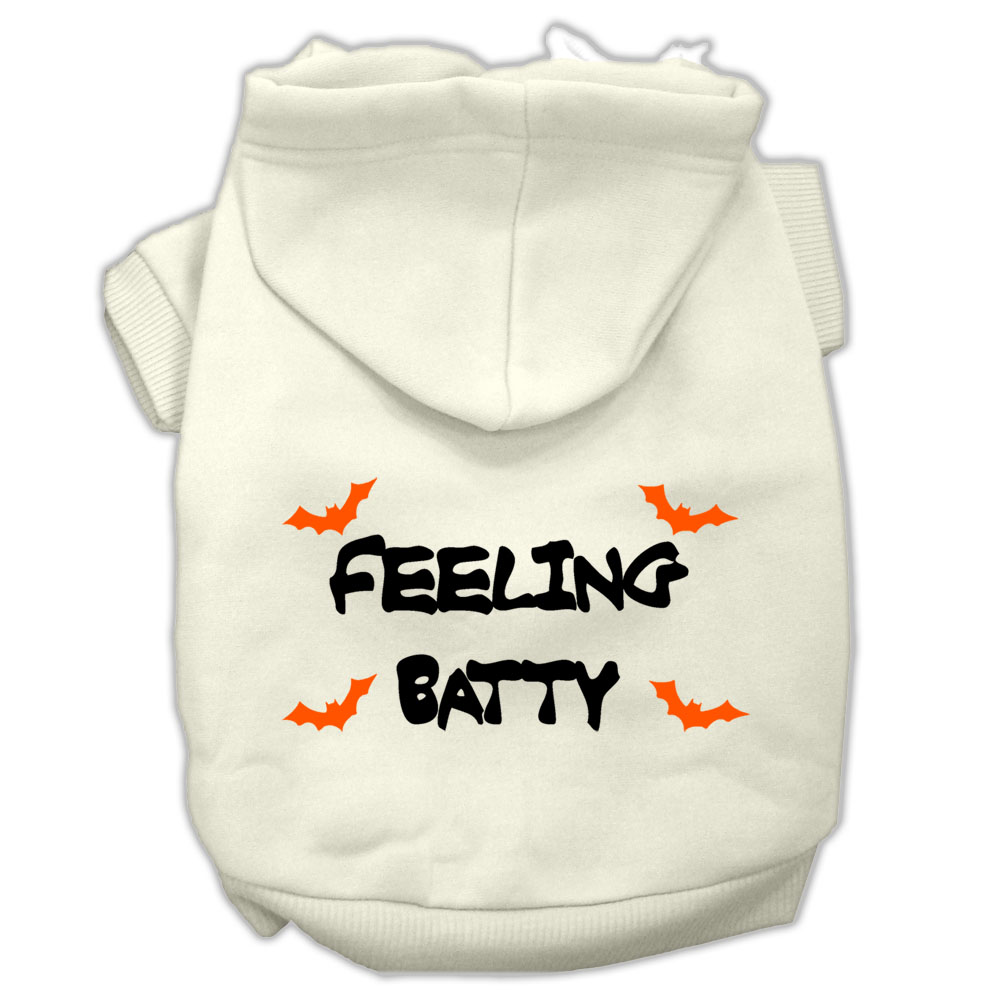 Feeling Batty Screen Print Pet Hoodies Cream Size Med