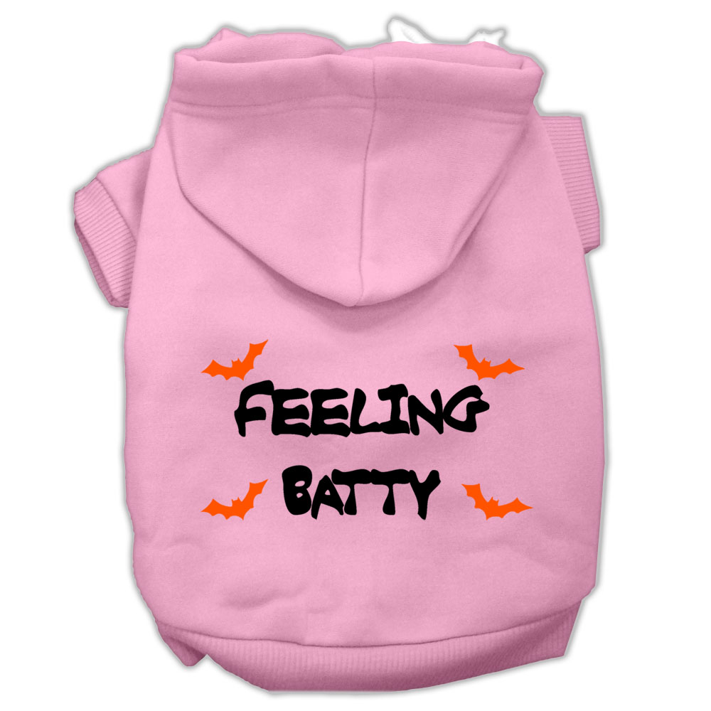 Feeling Batty Screen Print Pet Hoodies Light Pink Size XL