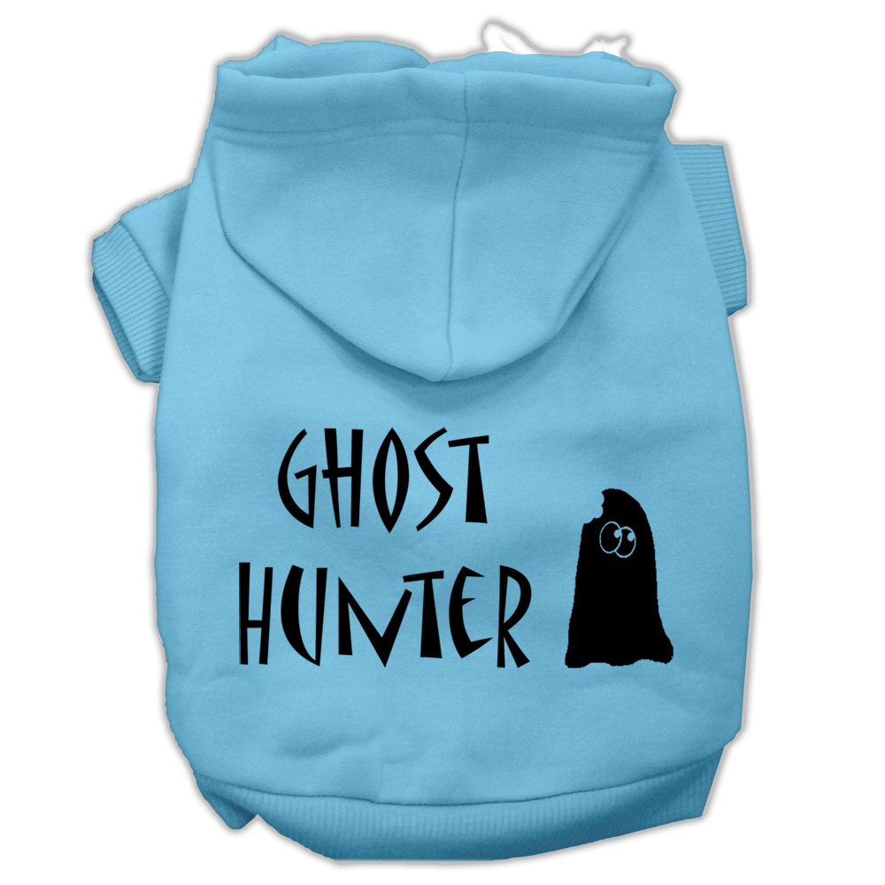 Ghost Hunter Screen Print Pet Hoodies Baby Blue with Black Lettering Sm
