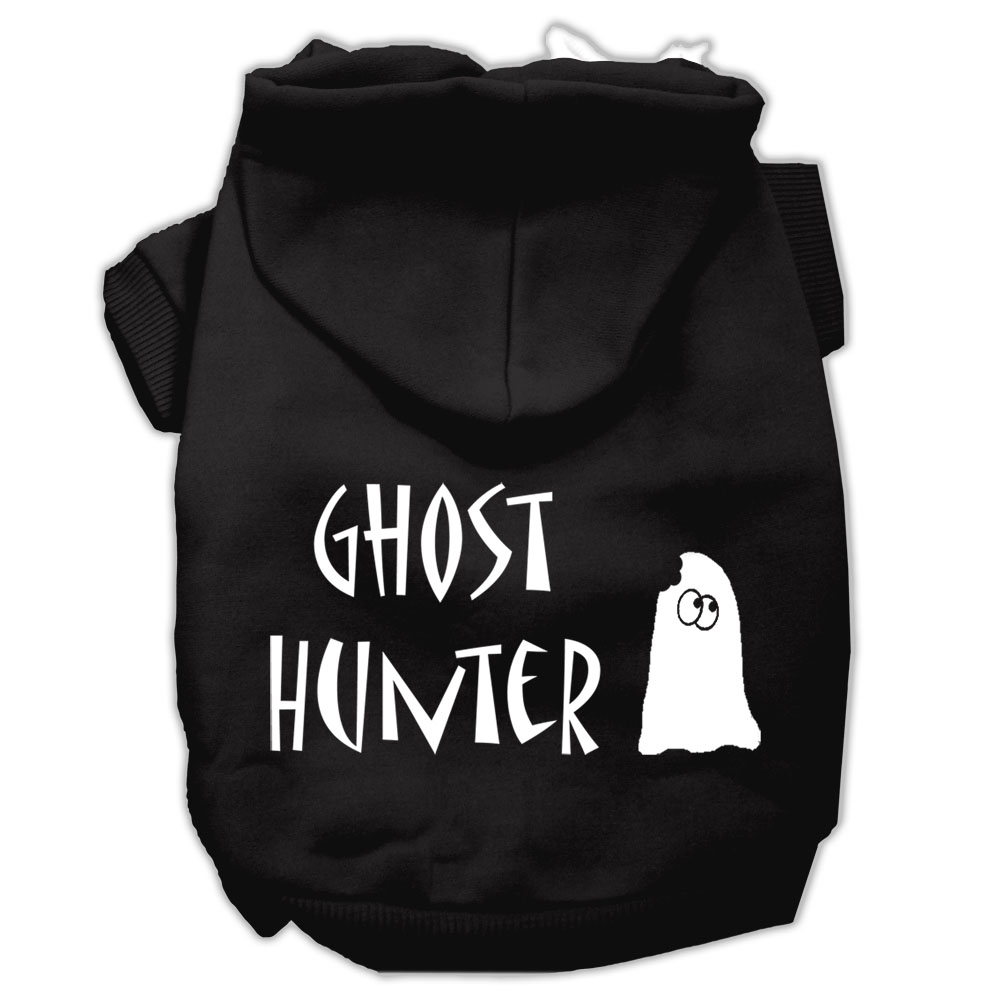 Ghost Hunter Screen Print Pet Hoodies Black with Cream Lettering XS