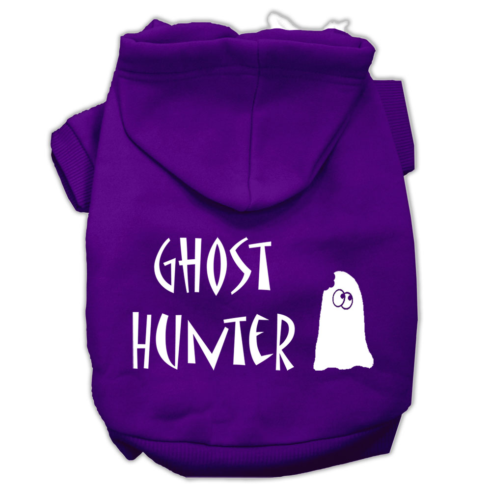 Ghost Hunter Screen Print Pet Hoodies Purple with Black Lettering Lg