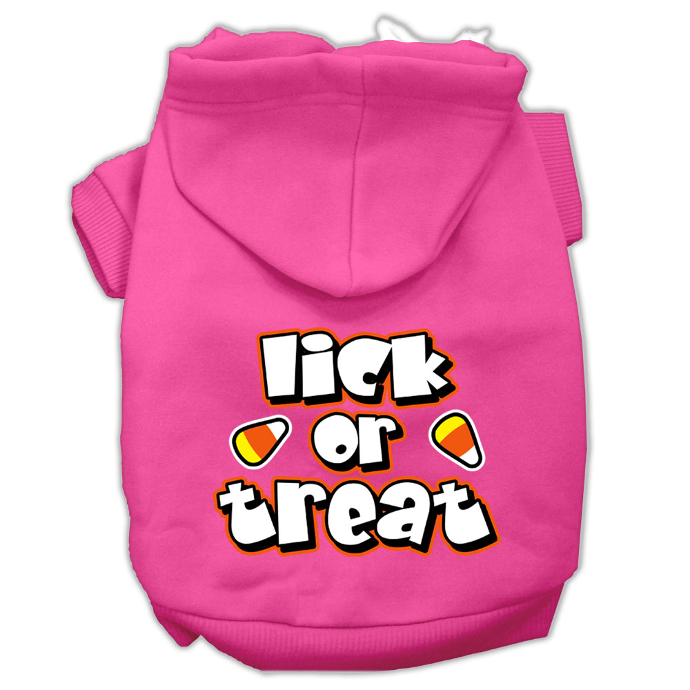 Lick Or Treat Screen Print Pet Hoodies Bright Pink Size XS