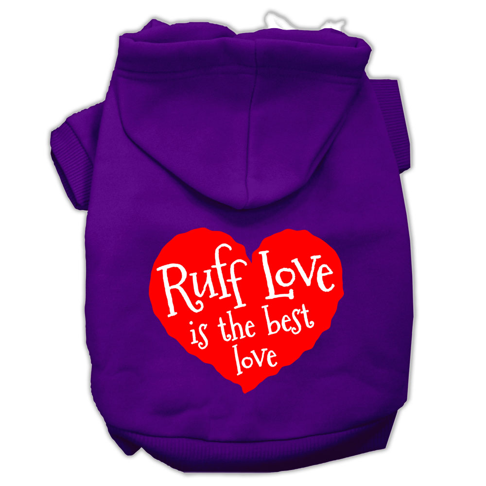 Ruff Love Screen Print Pet Hoodies Purple Size Lg