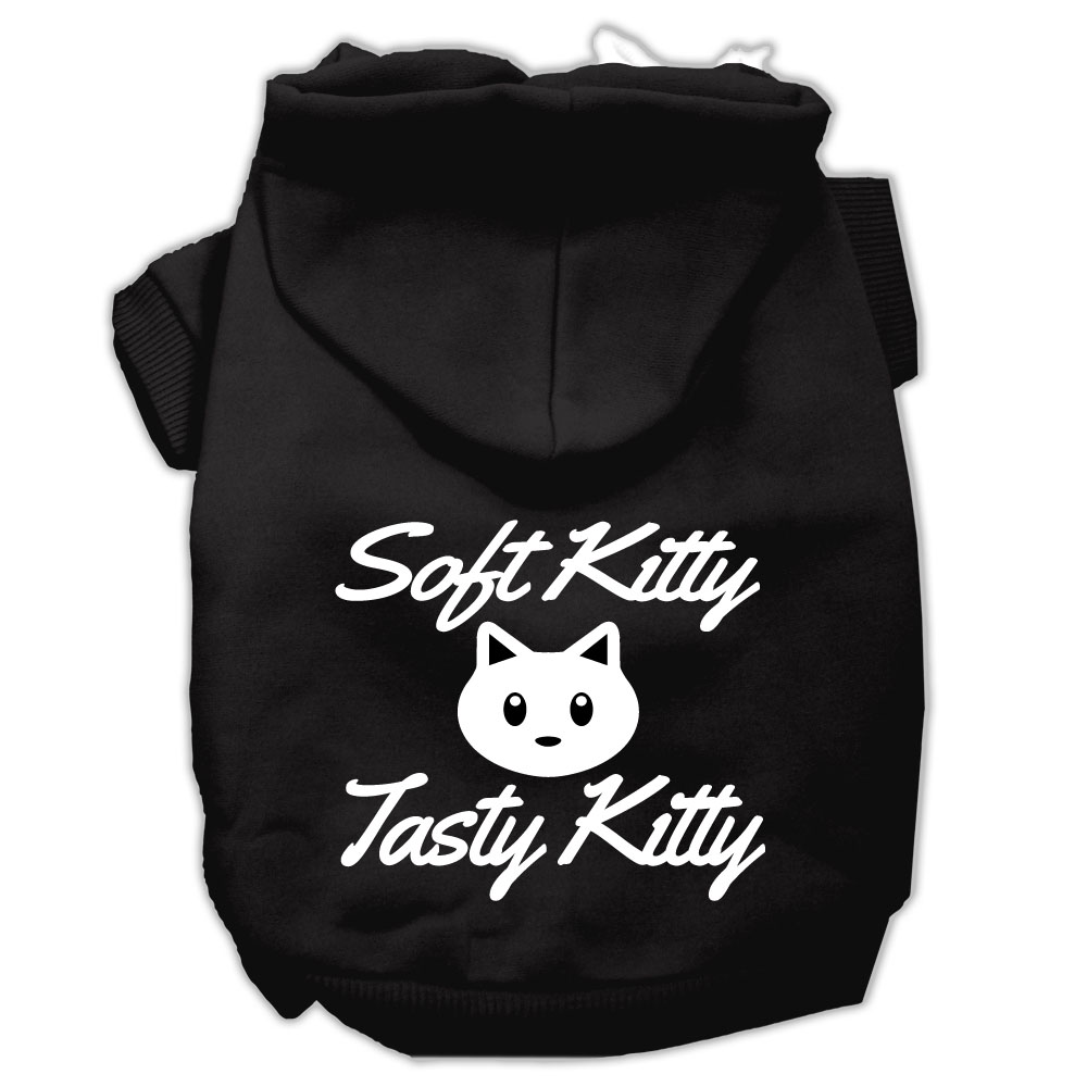 Softy Kitty, Tasty Kitty Screen Print Dog Pet Hoodies Black Size Lg