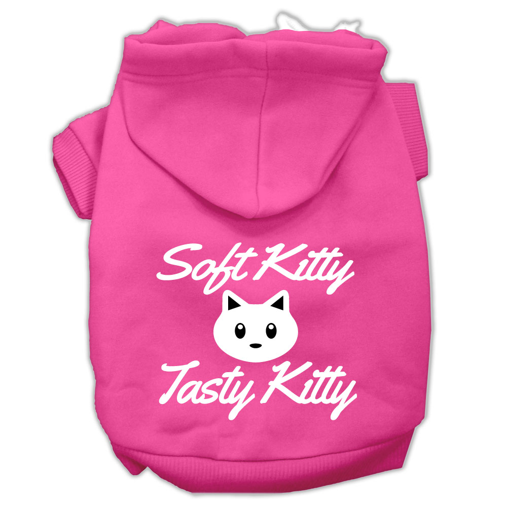 Softy Kitty, Tasty Kitty Screen Print Dog Pet Hoodies Bright Pink Size Lg