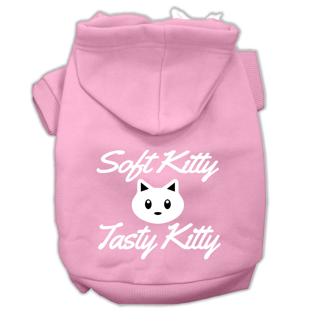 Softy Kitty, Tasty Kitty Screen Print Dog Pet Hoodies Light Pink Size Lg
