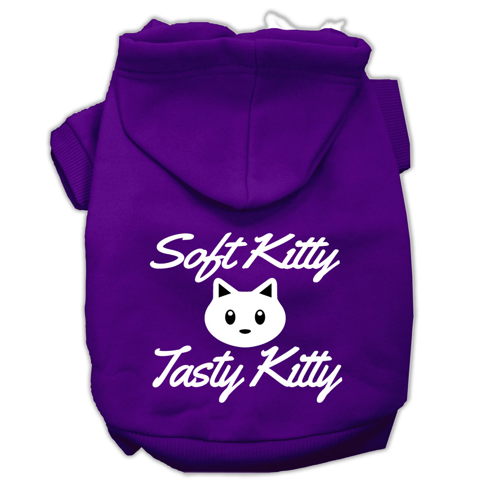Softy Kitty, Tasty Kitty Screen Print Dog Pet Hoodies Purple Size Lg