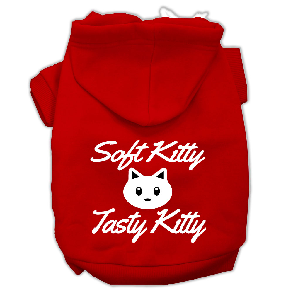 Softy Kitty, Tasty Kitty Screen Print Dog Pet Hoodies Red Size Lg