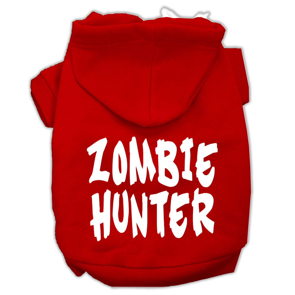 Zombie Hunter Screen Print Pet Hoodies Red Size XXL