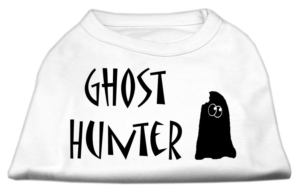 Ghost Hunter Screen Print Shirt White with Black Lettering Med