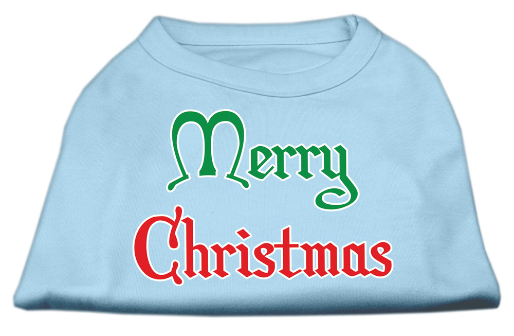 Merry Christmas Screen Print Shirt Baby Blue Med